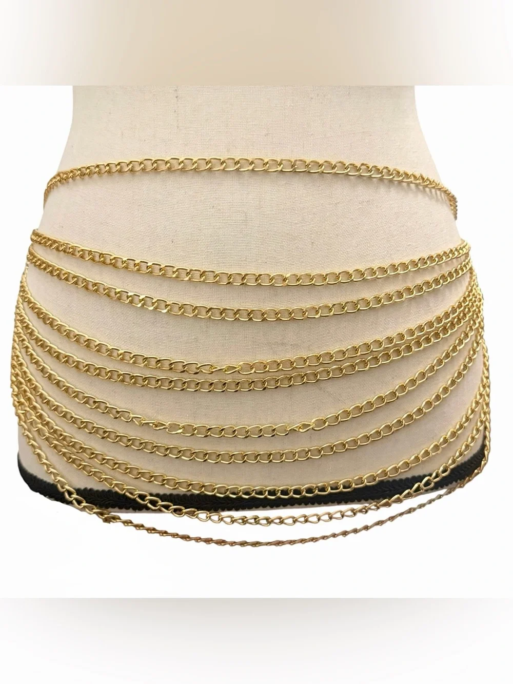 Belt Waist Chains 30”-47” w/ 10 Layers Gold Tone